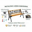 Ławka Ogrodowa Drewniana Metalowa Ławeczka Parkowa Ogrodowa z Oparciem