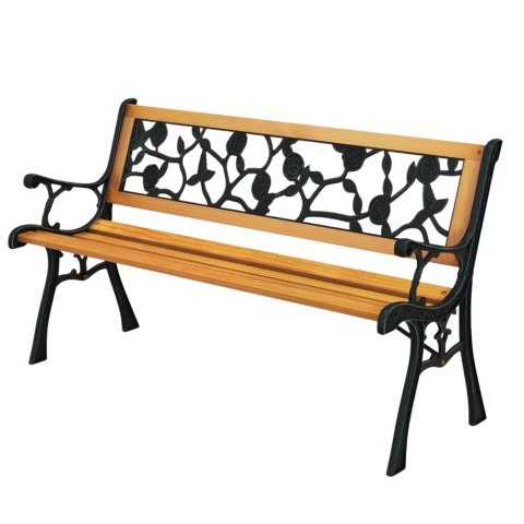 Ławka Ogrodowa Drewniana Metalowa Ławeczka Parkowa Ogrodowa z Oparciem