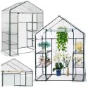 Mini Szklarnia Balkonowa Ogrodowa 4 Półki Metalowe Folia PVC 195 x 143 x 73cm