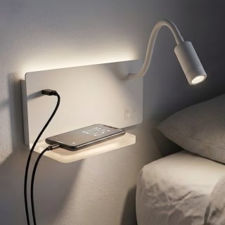 Lampa nocna z półką Shelf Led 4W+5W+2W prawa Biały