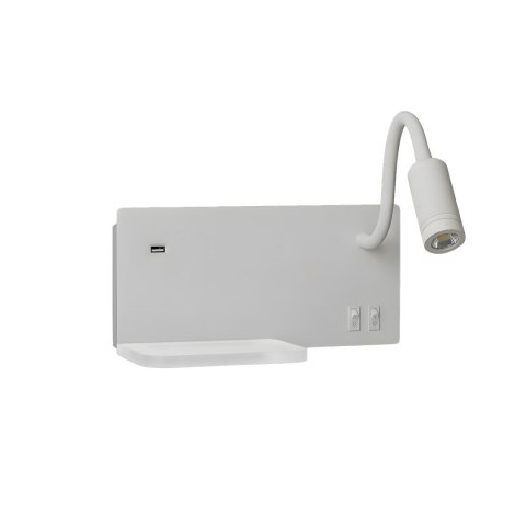 Lampa nocna z półką Shelf Led 4W+5W+2W prawa Biały