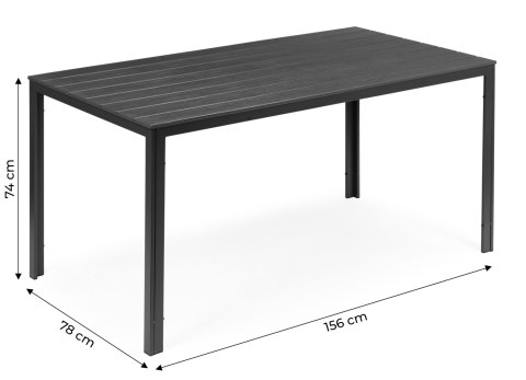 Stół ogrodowy 6-osobowy 156x78 cm polywood meble na taras szary