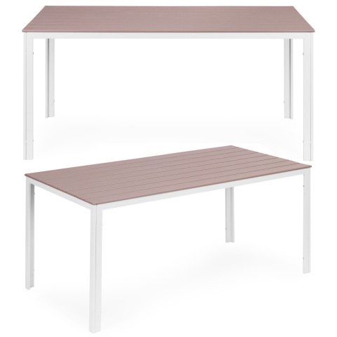 Stół ogrodowy 6-osobowy 156x78 cm polywood meble na taras beżowe białe MultiGarden