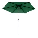 Duży parasol ogrodowy skośny łamany z korbą 6 żeber zielony 270 cm MultiGarden