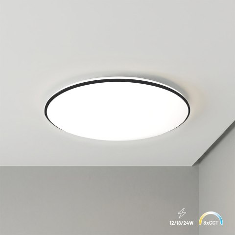 Plafon Hugo 12-18-24W 3CCT IP54 Czarny