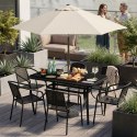 Stół ogrodowy 120x70 cm szkło hartowane otwór na parasol czarny MultiGarden