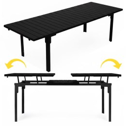 Stół ogrodowy rozkładany 180-240 cm do 12 os. stal HDPE czarny MultiGarden