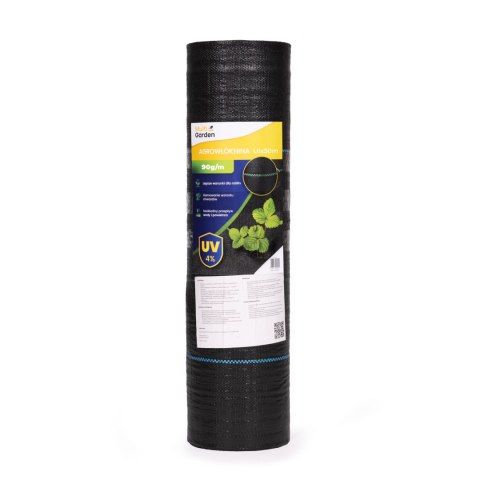Agrowłóknina czarna agrotkanina UV 90g mata antychwastowa 1,6x50m kołki MulltiGarden