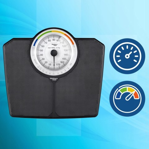 Klasyczna waga łazienkowa mechaniczna analogowa do 180 kg czarna WEBBER BMI