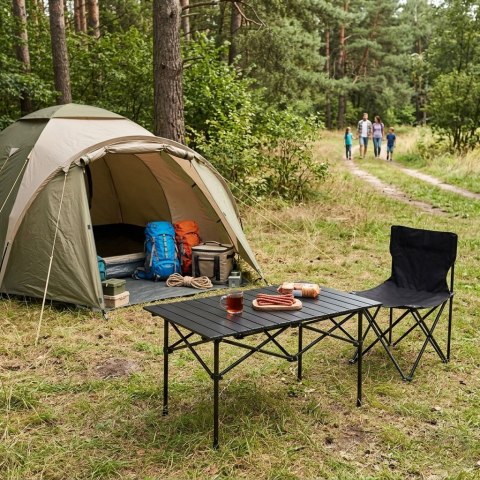 Stolik turystyczny składany 95x55 cm kempingowy z torbą czarny MultiGarden
