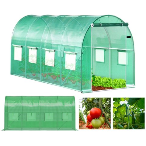 Szklarnia tunel ogrodowy foliowy 4x2x2 m 8 m² metalowy stelaż folia UV 2 wejścia