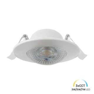 Oczko Sufitowe Okrągłe Ruchome 3/5/7W 3CCT Natynk/Podtynk Biały