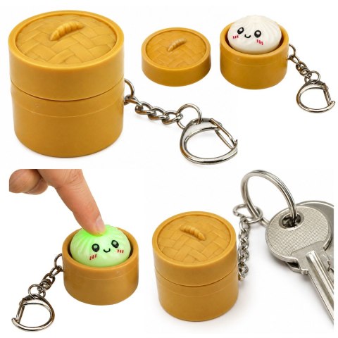 Brelok Pierożek w Koszyczku Świecący LED Dumpling Do Plecaka Kluczy 3,5 cm
