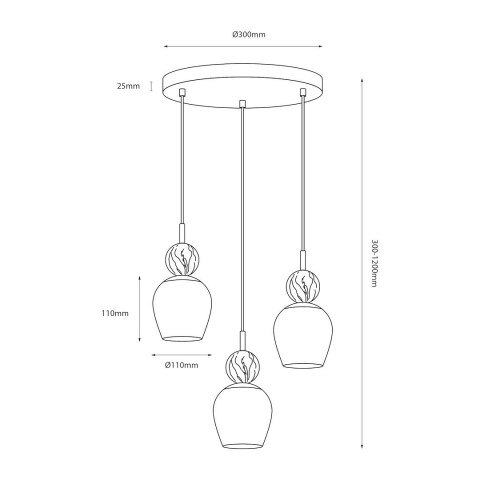 Lampa wisząca Carrara (koło) 3xE14