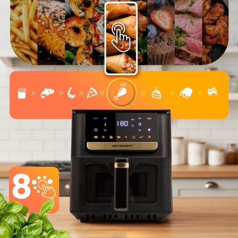 Frytkownica beztłuszczowa Air fryer + papier do pieczenia Berdsen BD-655 czarna