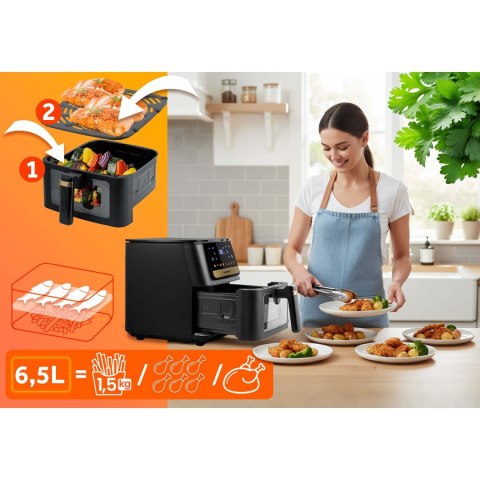 Frytkownica beztłuszczowa Air fryer + papier do pieczenia Berdsen BD-655 czarna
