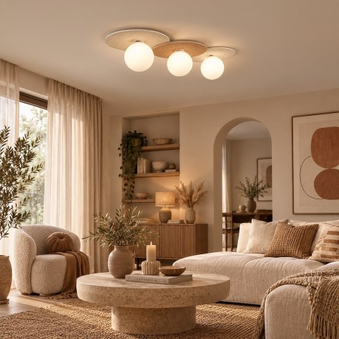 Lampa sufitowa Carter 3xE14 Biały + Natural