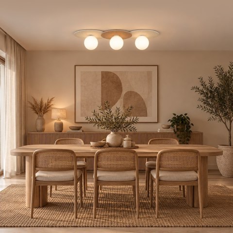 Lampa sufitowa Carter 3xE14 Biały + Natural