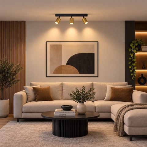 Lampa sufitowa Hudson 3xGU10 Czarno-Złoty