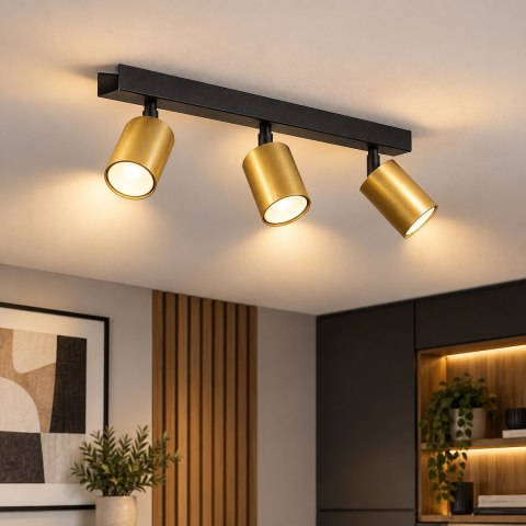 Lampa sufitowa Hudson 3xGU10 Czarno-Złoty
