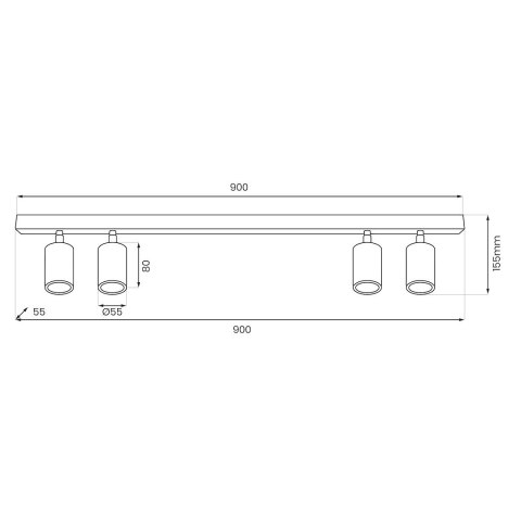 Lampa sufitowa Hudson 4xGU10 Czarno-Złoty