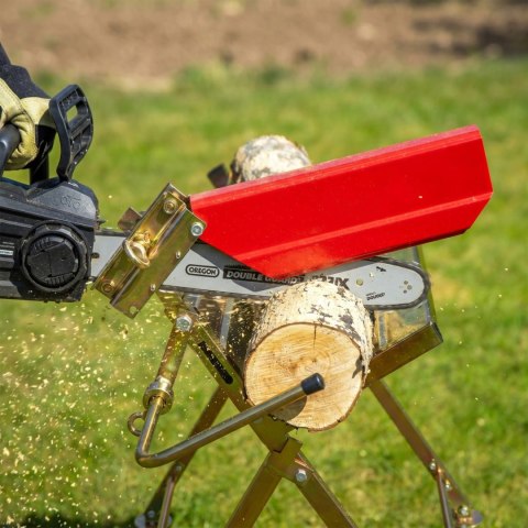 Stabilny stojak do cięcia drewna koziołek z uchwytem na piłę łańcuchową Bauerkraft