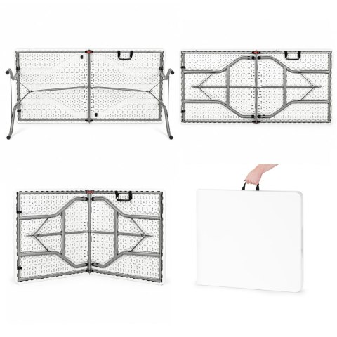Stół ogrodowy cateringowy 153x70 cm składany w walizkę biały MultiGarden