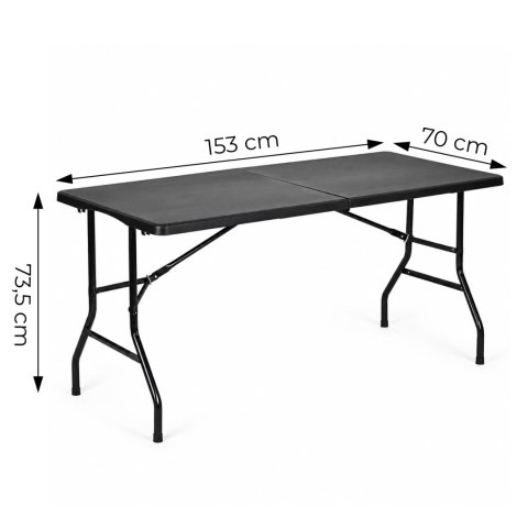 Stół ogrodowy cateringowy 153x70 cm składany w walizkę czarny MultiGarden