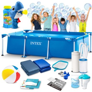 Basen ogrodowy stelażowy 300 x 200 x 75 cm 15w1 INTEX 28272 + maszynka do baniek GRATIS