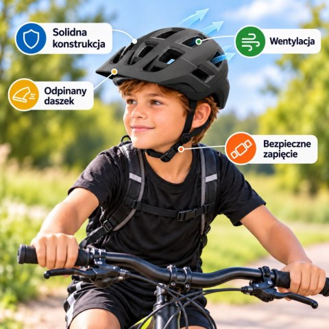 Kask Rowerowy MTB Regulowany Z Odpinanym Daszkiem Uniwersalny Czarny