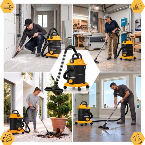 Odkurzacz przemysłowy 20 l 3600 W uniwersalny na mokro i sucho HM-407