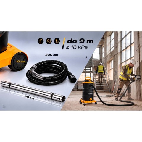 Odkurzacz przemysłowy 30 l 3600 W uniwersalny na mokro i sucho Humberg HM-408