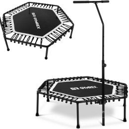 Trampolina fitness do ćwiczeń z regulowanym uchwytem 124 cm czarno-biała