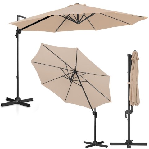 Parasol ogrodowy na wysięgniku bocznym uchylny okrągły śr. 300 cm kremowy