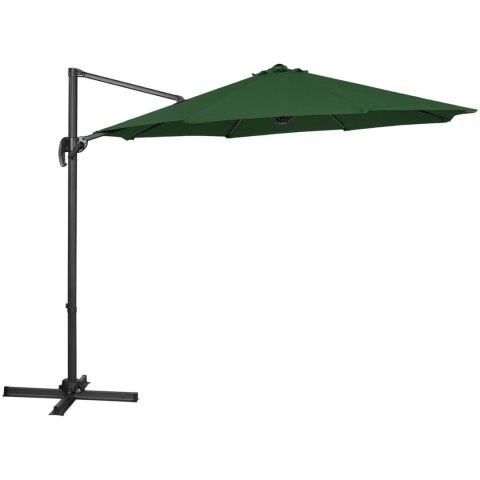 Parasol ogrodowy na wysięgniku bocznym uchylny okrągły śr. 300 cm zielony Parasol ogrodowy na wysięgniku bocznym uchylny okrągły śr. 300 cm zielony
