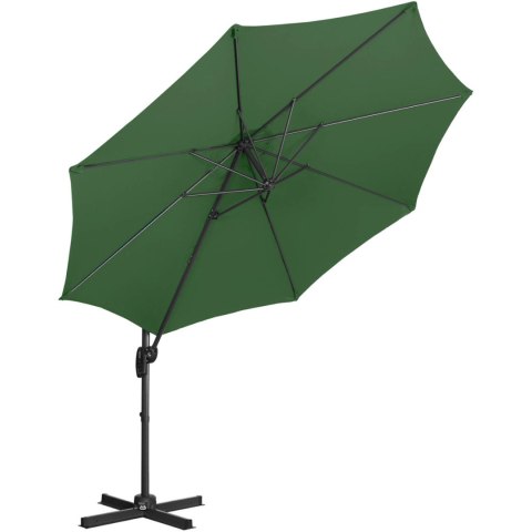 Parasol ogrodowy na wysięgniku bocznym uchylny okrągły śr. 300 cm zielony Parasol ogrodowy na wysięgniku bocznym uchylny okrągły śr. 300 cm zielony