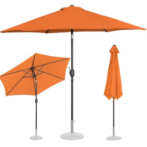 Parasol ogrodowy tarasowy okrągły uchylny z korbką śr. 270 cm pomarańczowy Parasol ogrodowy tarasowy okrągły uchylny z korbką śr. 270 cm pomarańczowy