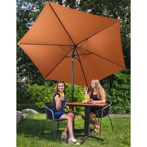 Parasol ogrodowy tarasowy okrągły uchylny z korbką śr. 270 cm pomarańczowy Parasol ogrodowy tarasowy okrągły uchylny z korbką śr. 270 cm pomarańczowy