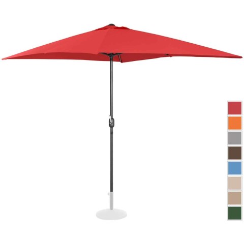 Parasol ogrodowy tarasowy prostokątny z korbką 200 x 300 cm czerwony Parasol ogrodowy tarasowy prostokątny z korbką 200 x 300 cm czerwony