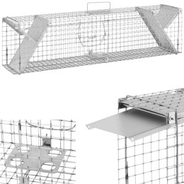 Żywołapka pułapka łapka na szczury kuny zatrzaskowa dwustronna 1020x200x270 mm ZESTAW