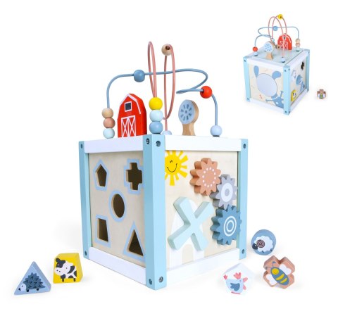 Drewniana kostka edukacyjna sorter +klocki Ecotoys Drewniana kostka edukacyjna sorter +klocki Ecotoys