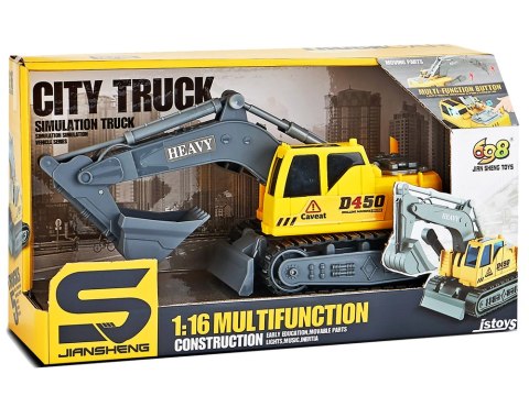 Koparka Gąsienicowa Łyżka 1:16 Żółta Ruchome Ramie