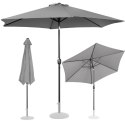 Parasol ogrodowy okrągły duży uchylny z korbką śr. 300 cm ciemnoszary