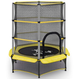 Trampolina dla dzieci z siatką zabezpieczającą do 50 kg śr. 140 cm żółta
