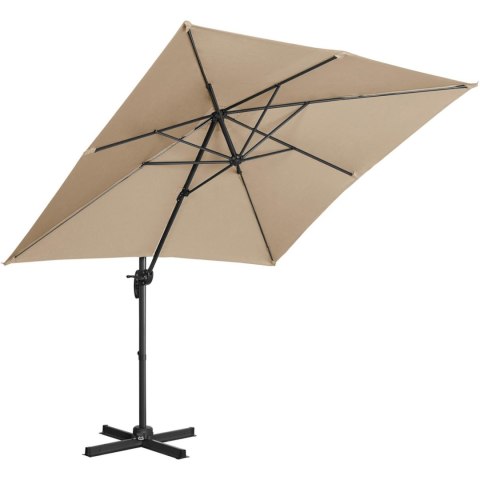 Parasol ogrodowy boczny na wysięgniku kwadratowy 250 x 250 cm szarobrązowy Parasol ogrodowy boczny na wysięgniku kwadratowy 250 x 250 cm szarobrązowy
