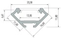 PROFIL ALUMINIOWY SREBRNY TYP C 2m + KLOSZ MLECZNY