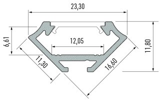 PROFIL ALUMINIOWY SREBRNY TYP C 2m + KLOSZ MLECZNY