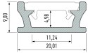 PROFIL ALUMINIOWY SREBRNY TYP T 1m + KLOSZ MLECZNY