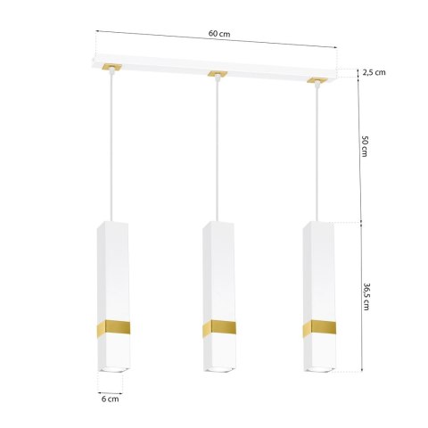 Lampa wisząca Vidar 3xGU10 Biały/Złoty