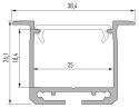 PROFIL ALUMINIOWY SREBRNY TYP K 2m + KLOSZ MLECZNY, SPRĘŻYNA MONTAŻOWA